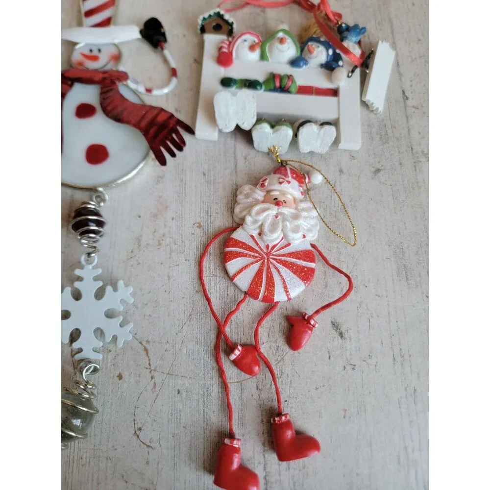 Snowman snowflake dangle‎ feet variety ornament Xmas set unique
